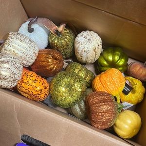 Box of 21 fall gourds/pumpkins different colors/Sparkles most brand new with